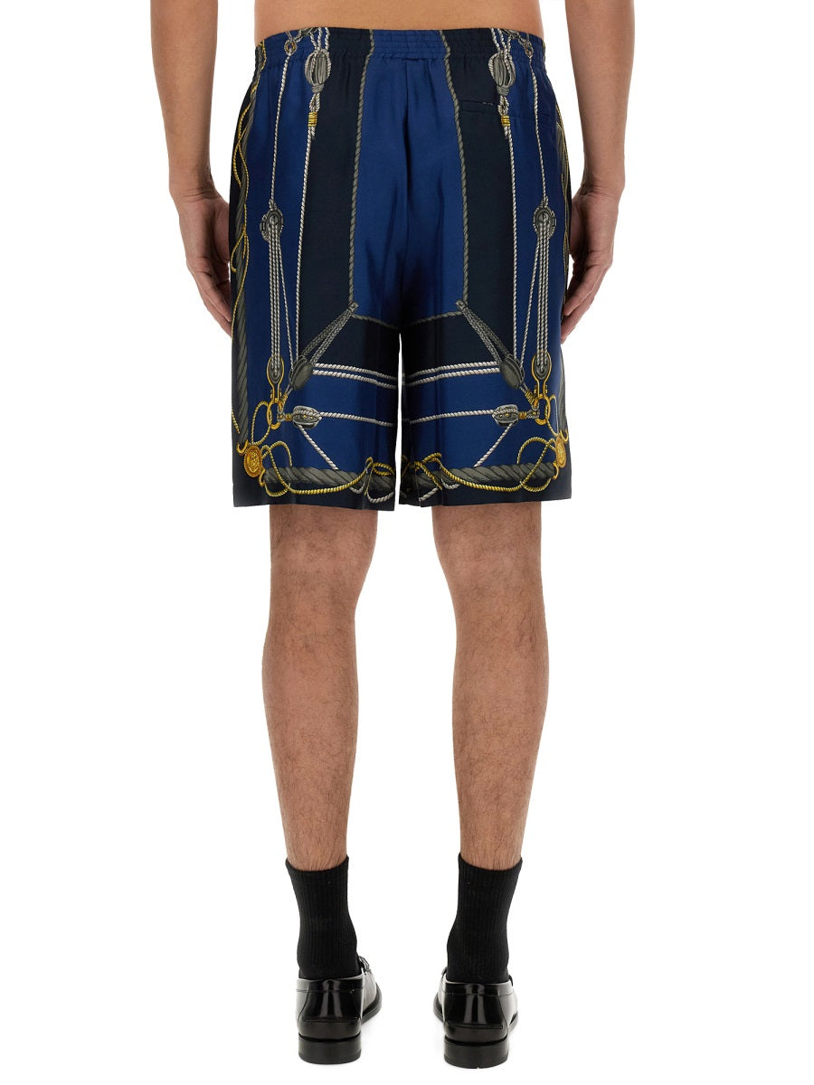 Twill Bermuda Shorts Multicolour Silk