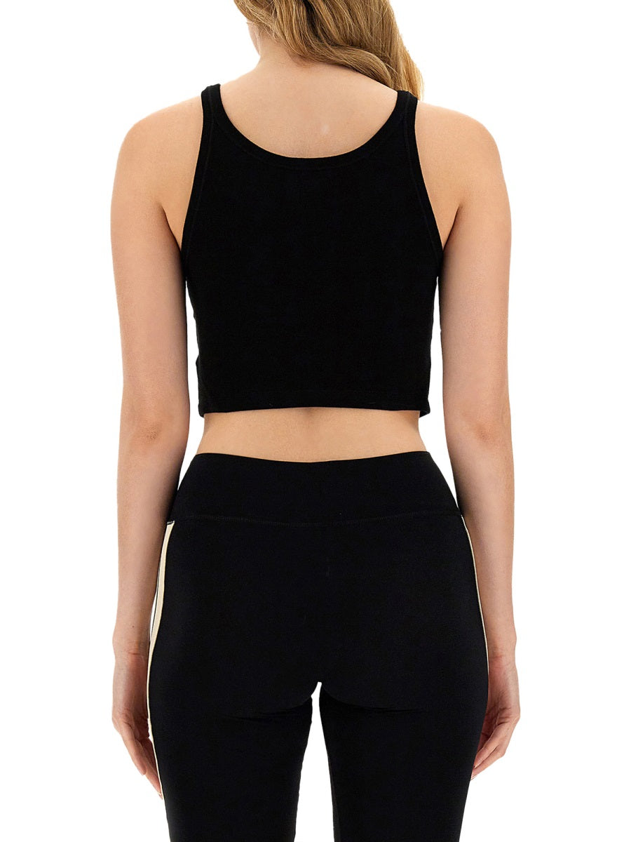 Tops With Logo Black Fabric Cotton
