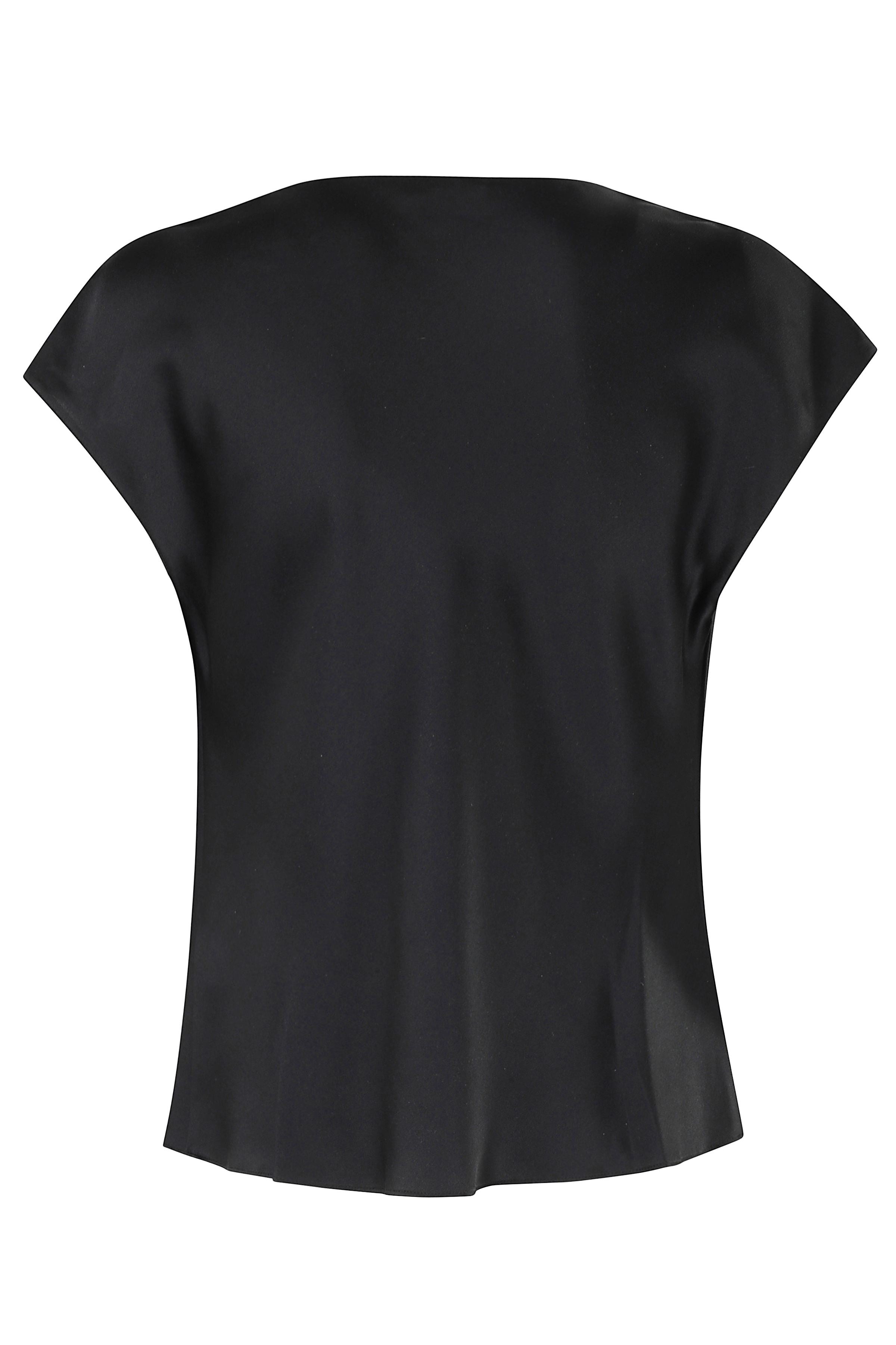 Cowl Nk Cap Slv Blouse Black Seta Maglia