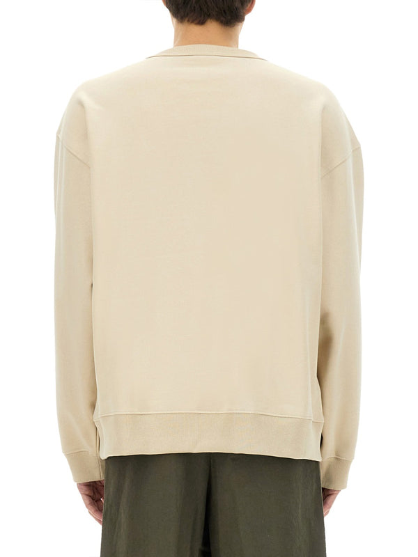 Beige Sweatshirt With Print Cotton Sweatshirts