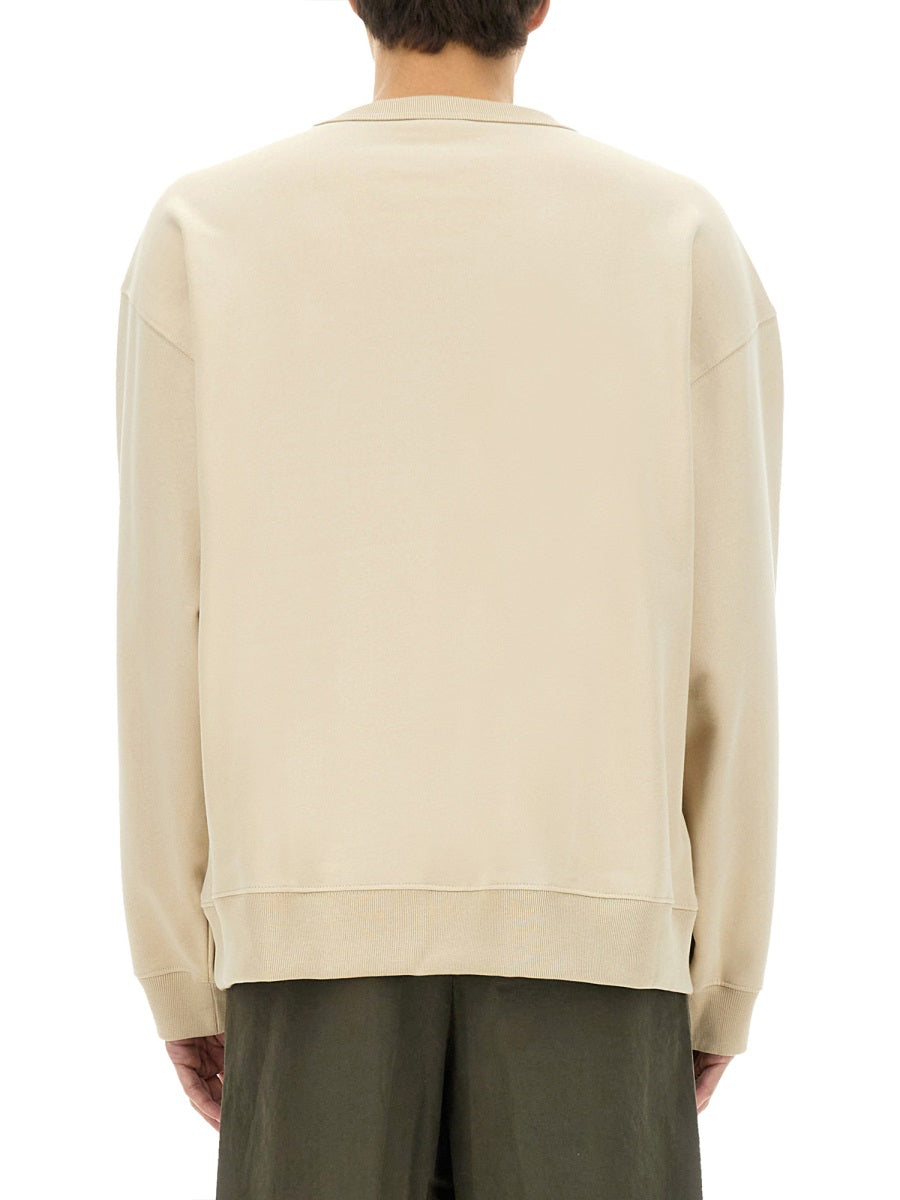 Beige Sweatshirt With Print Cotton Sweatshirts