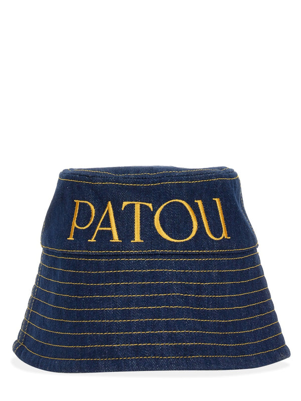 Logo Bucket Hat Blue Cotton