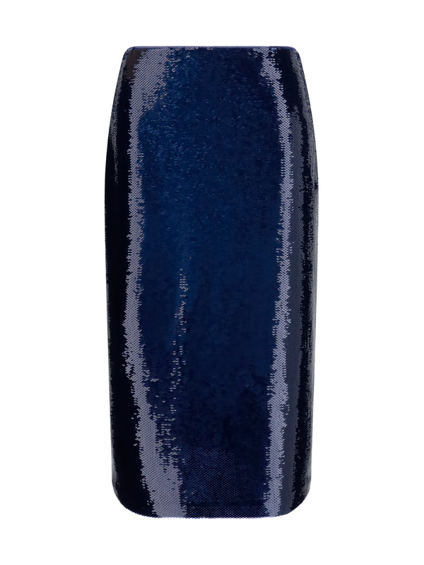 Skirt Sequin Midi Royal Blue-Brown Blue/brown Silk