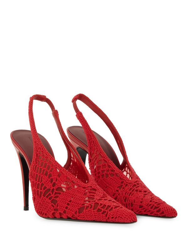 Crochet Slingback Red Cotton Shoe