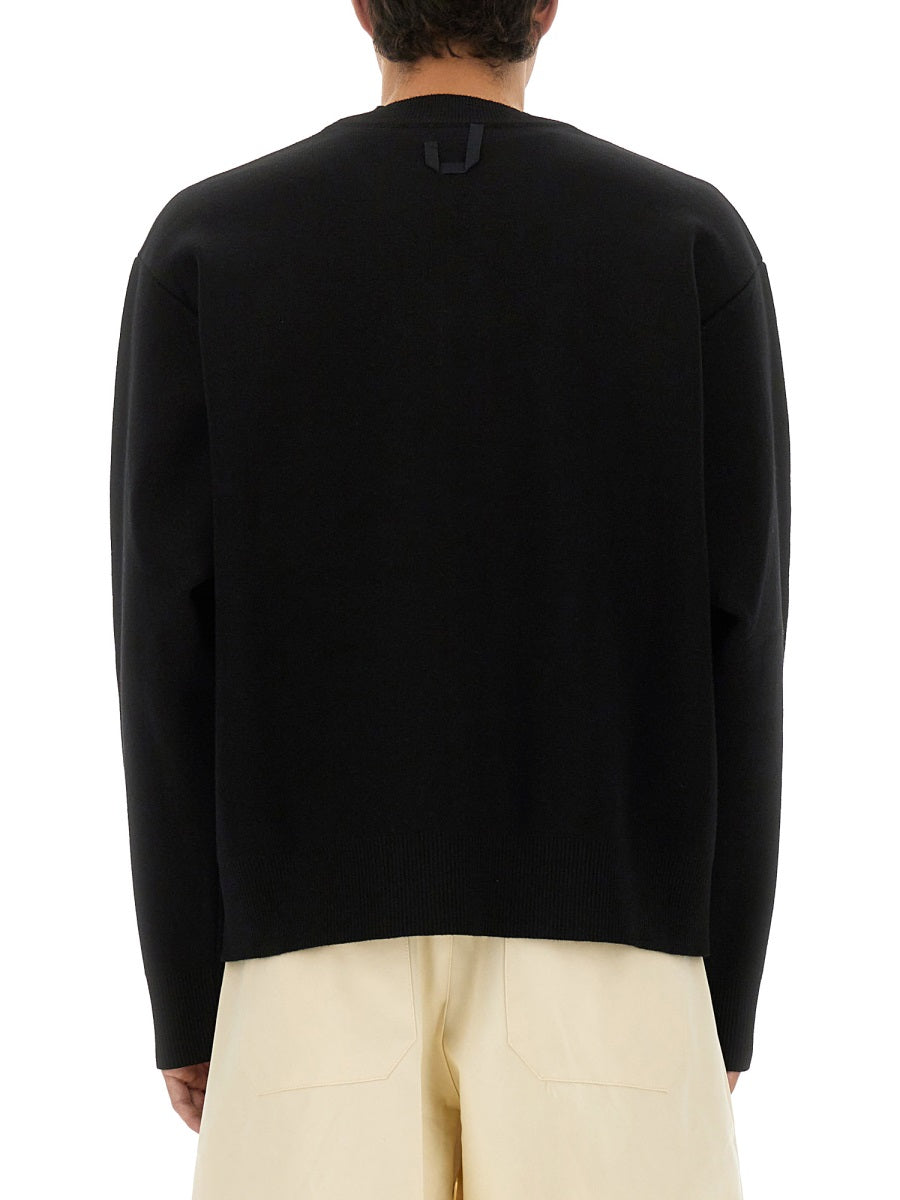 Double Cardigan Black Main: Merino Wool Jumpers