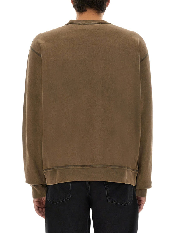 Brown Sweatshirt With Logo Cotton Sweatshirts