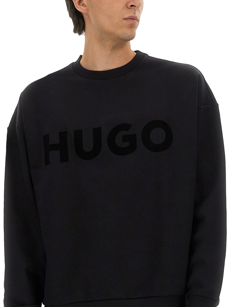 Oversized Logo Sweatshirt Black Cotton Sweatshirts