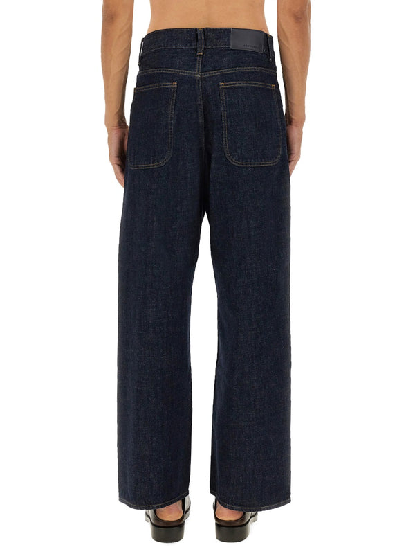 Super Wide Pants Blue Cotton Jean