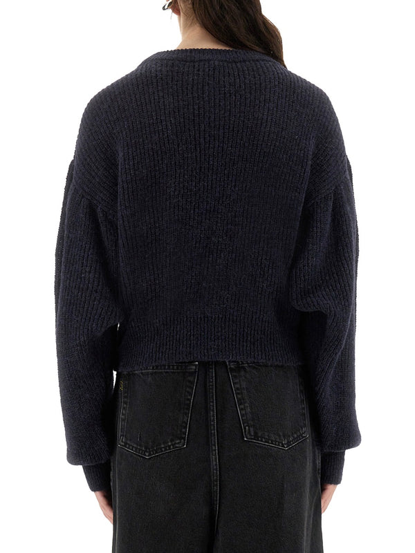 Wool Puff Sweater Blue Alpaca Jumpers