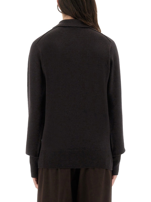 Inverness Shirt With Polo Collar Brown Extrafine Merino Jumpers