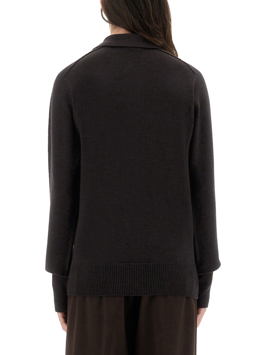 Inverness Shirt With Polo Collar Brown Extrafine Merino Jumpers
