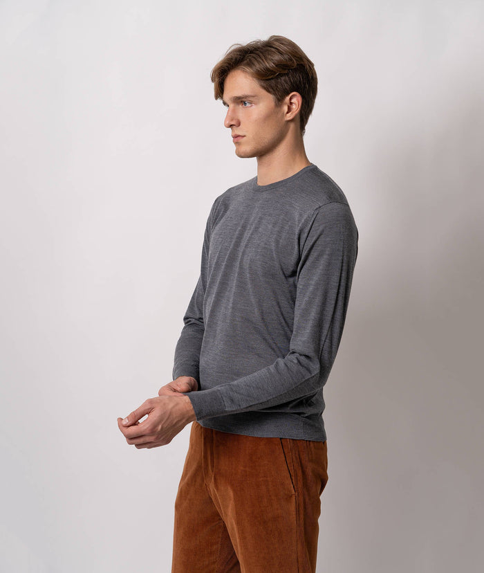 Wool Crewneck Sweater Oslo Gray Basic Light Kintwear