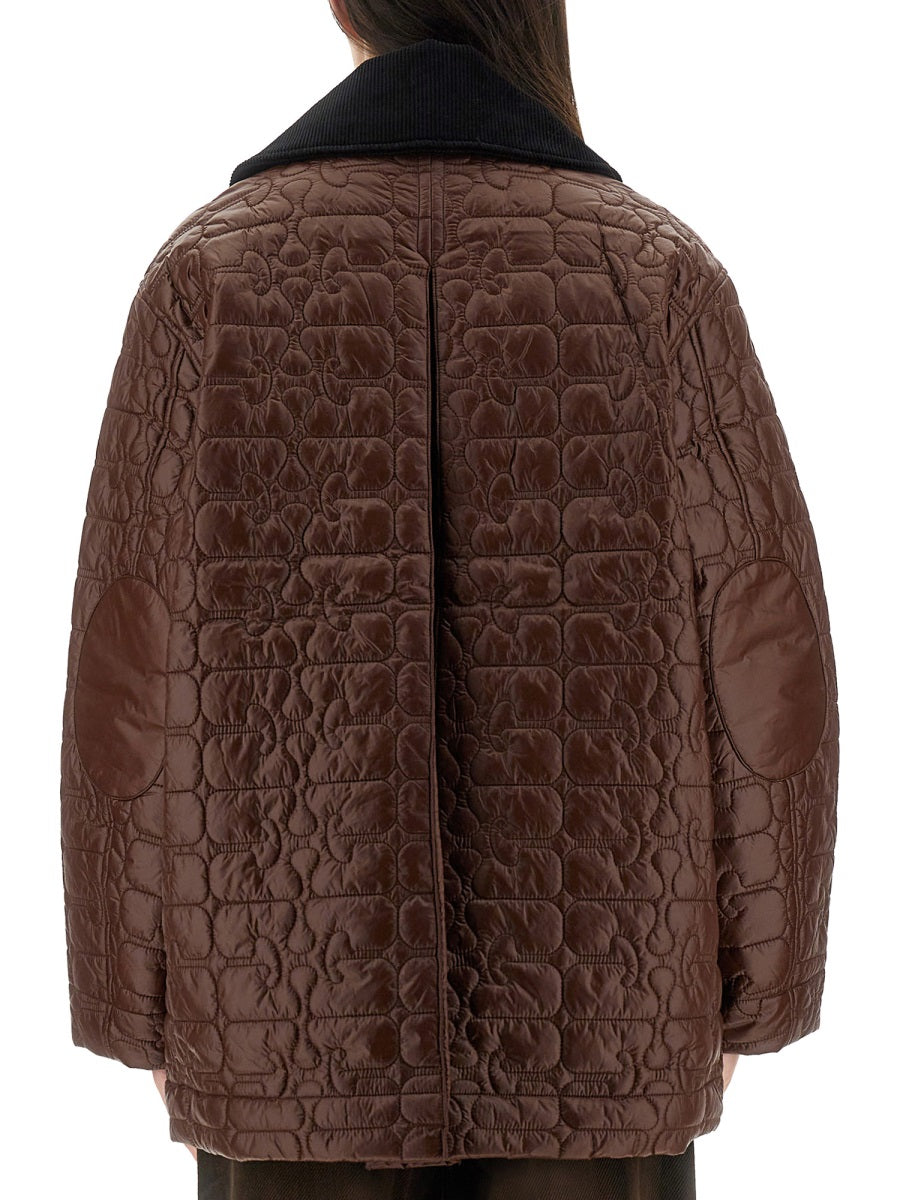 Quilted Midi Jacket Brown Recycled Polyamide
