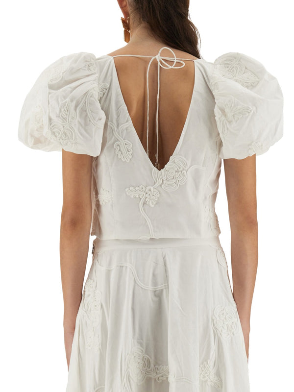 Cotton Top With Puff Sleeves White (organic) Tops