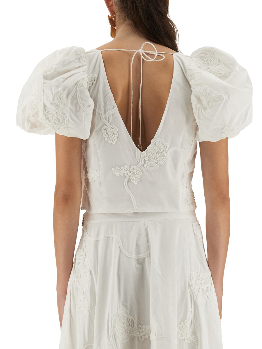 Cotton Top With Puff Sleeves White (organic) Tops
