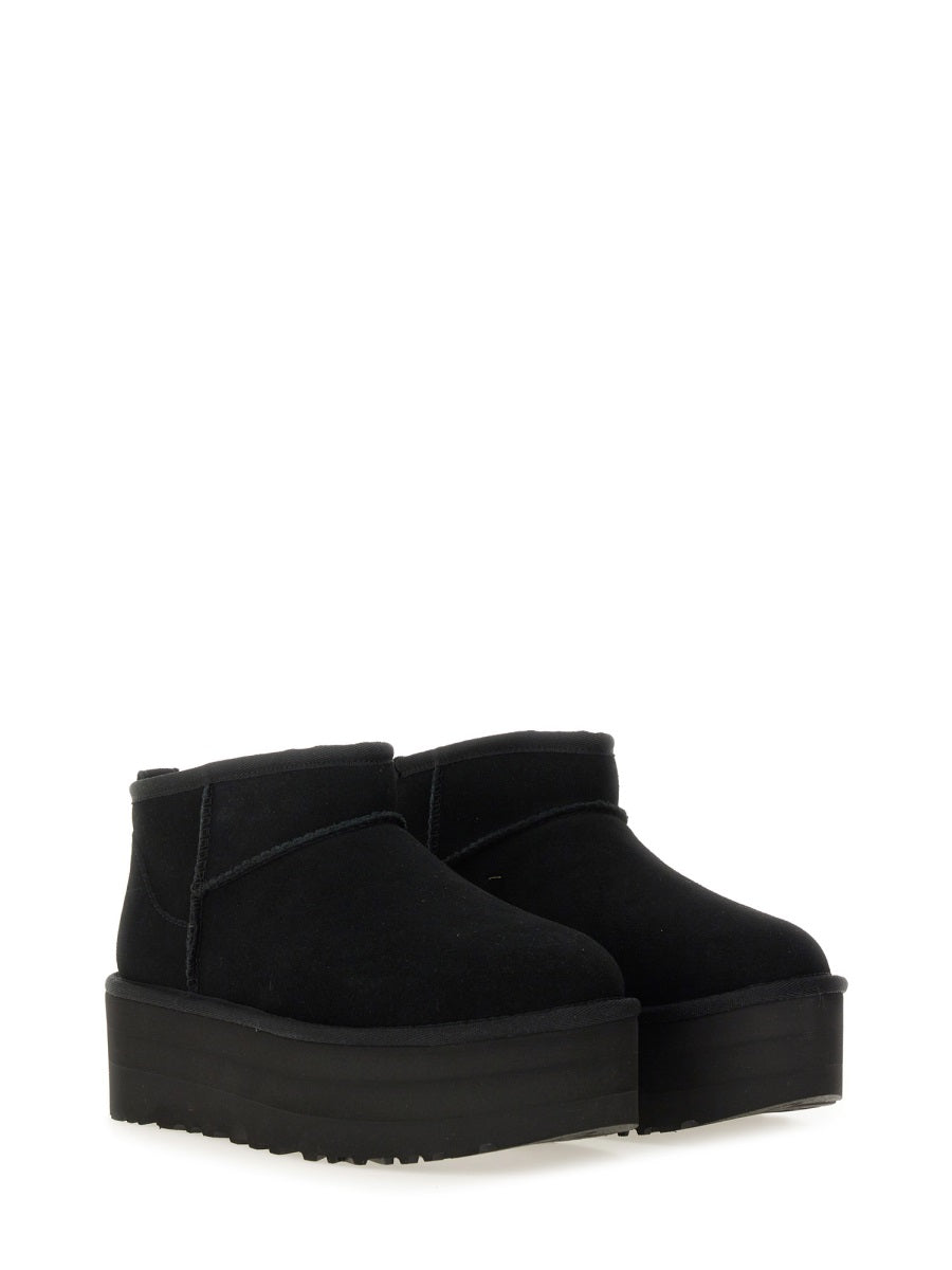 Boots Classic Ultra Mini Black Platform Leather
