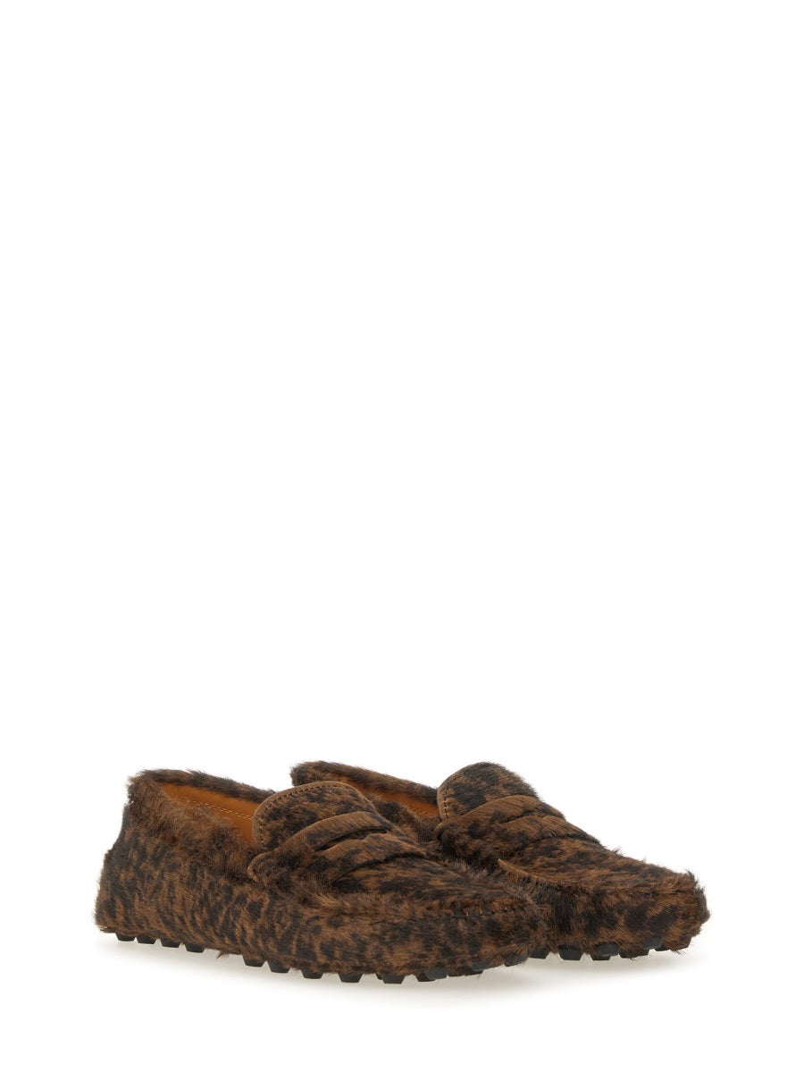 Moccasin Gommino Macro Black Calfskin Leather Loafers