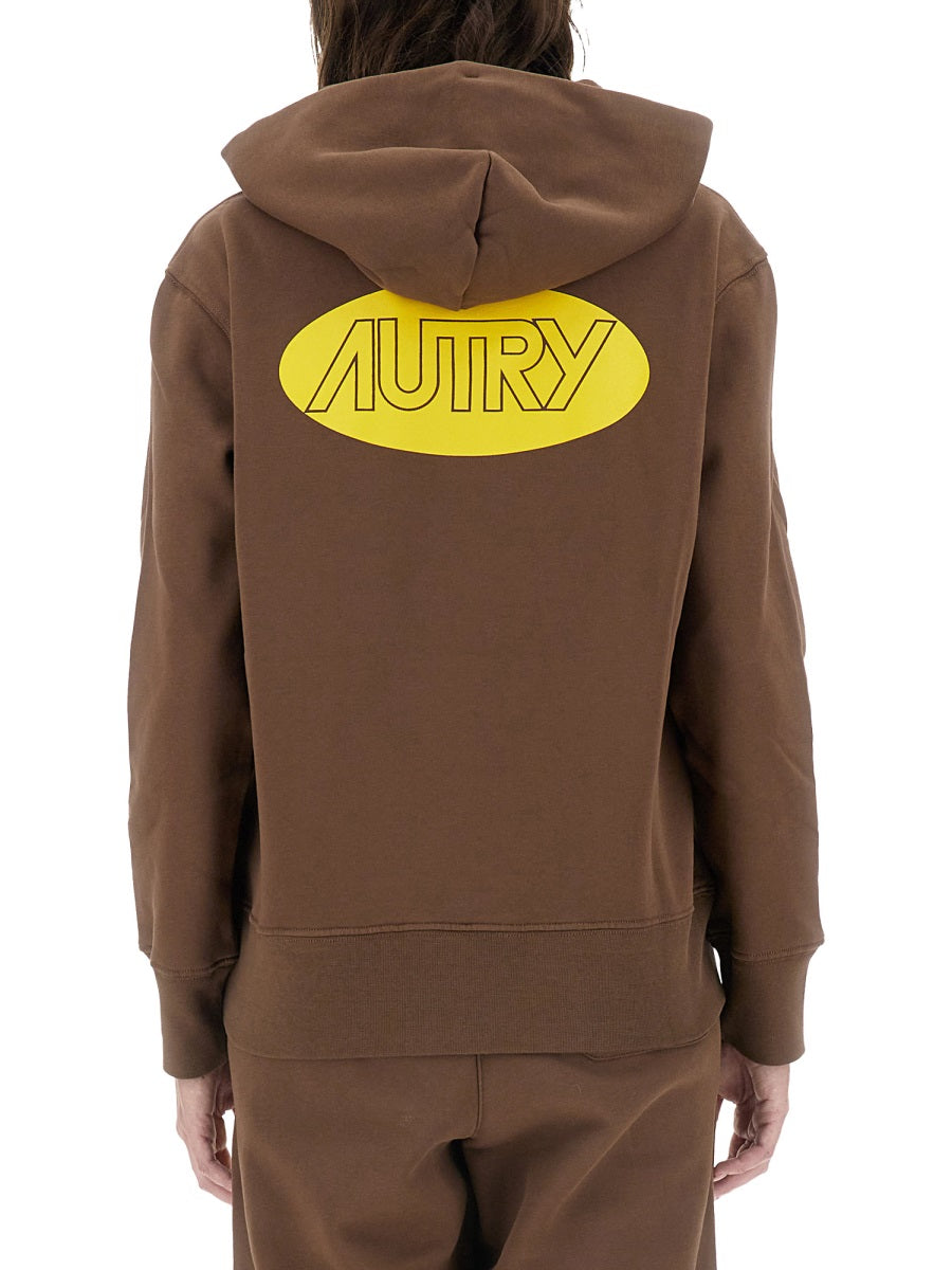 Logo Sweatshirt Brown Cotton Sweatshirts