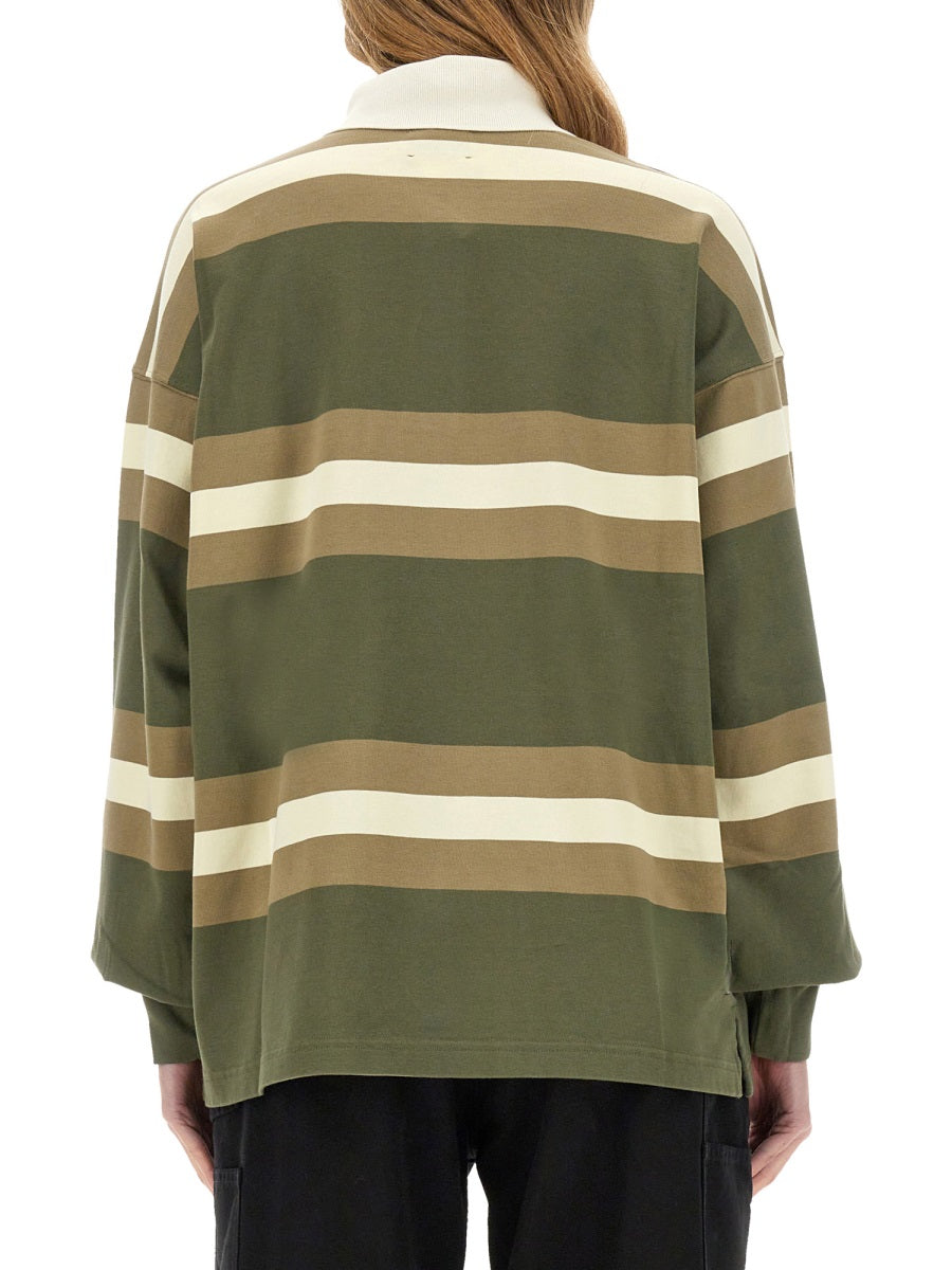 Striped Polo Shirt Green Cotton