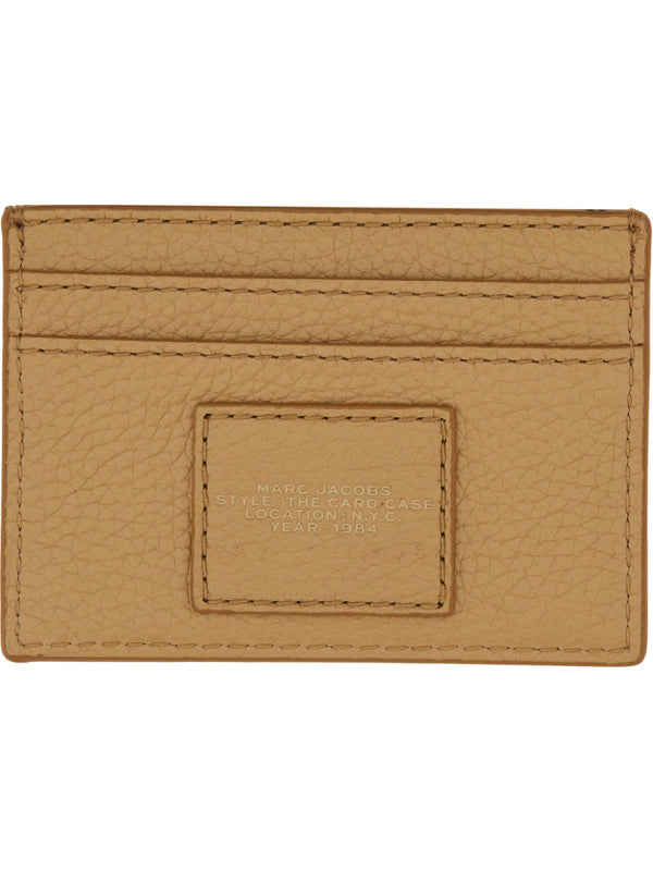 Card Holder Beige Leather Cow Wallets & Purses