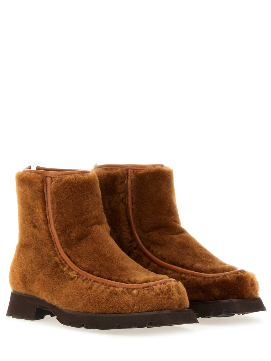 Boot With Zipper Brown Calf Leather