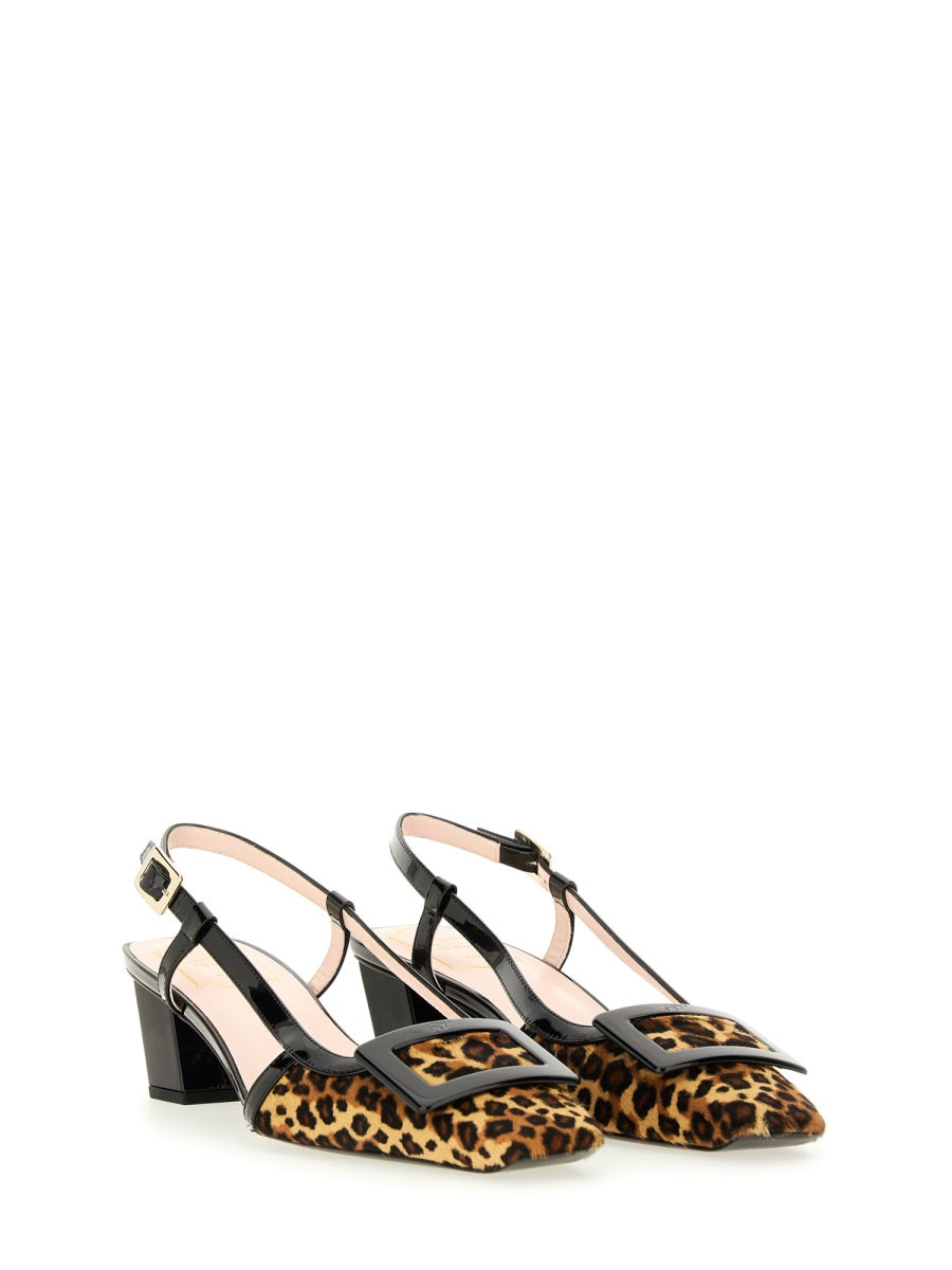 Belle Vivier Slingback Pumps Animalier Leather