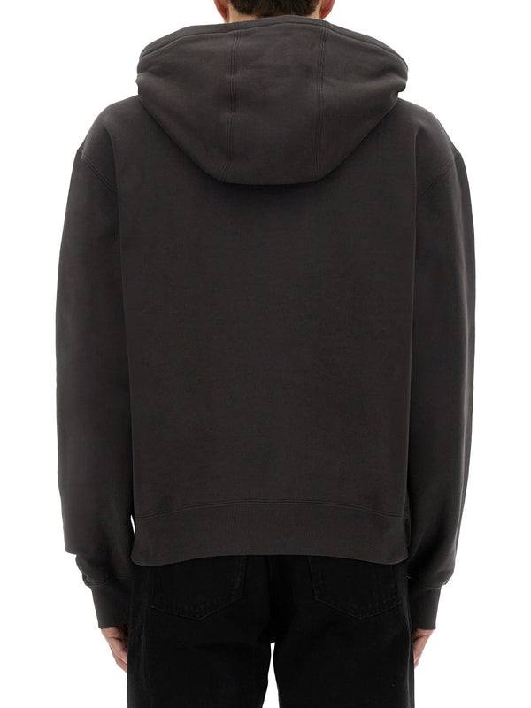 Hooded Sweatshirt With Logo Grey Cotton Sweatshirts