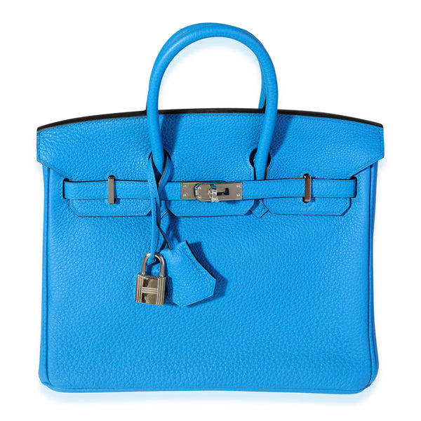 Hermès Bleu Zanzibar Togo Birkin 25 Phw Blue Leather Handbag Bag