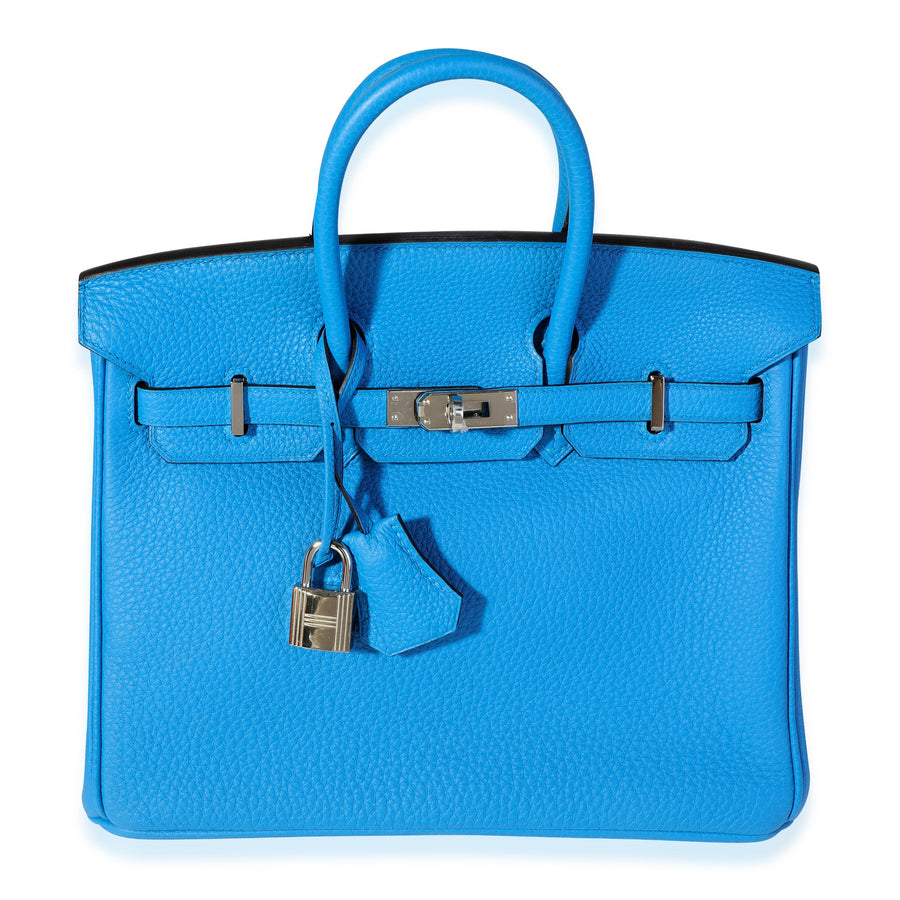 Hermès Bleu Zanzibar Togo Birkin 25 Phw Blue Leather Handbag Bag