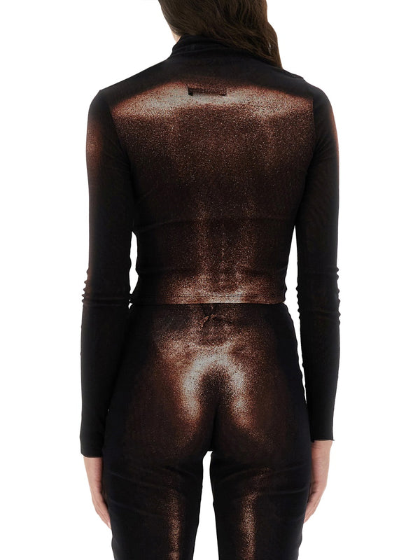 Body Dust Print Top Brown Polyamide Tops