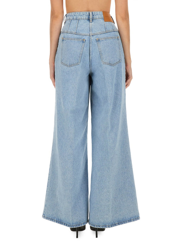 Wide Leg Jeans Baby Blue Cotton