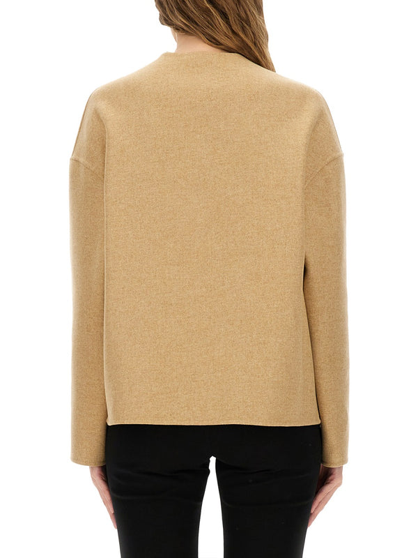 Medusa Buttoned Jacket Beige Wool Polyamide Trench & Raincoats