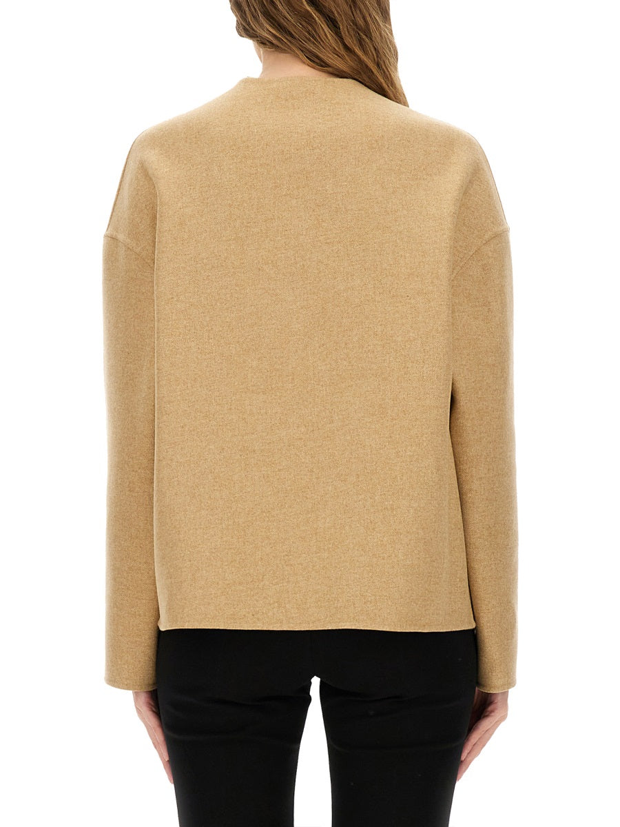 Medusa Buttoned Jacket Beige Wool Polyamide Trench & Raincoats
