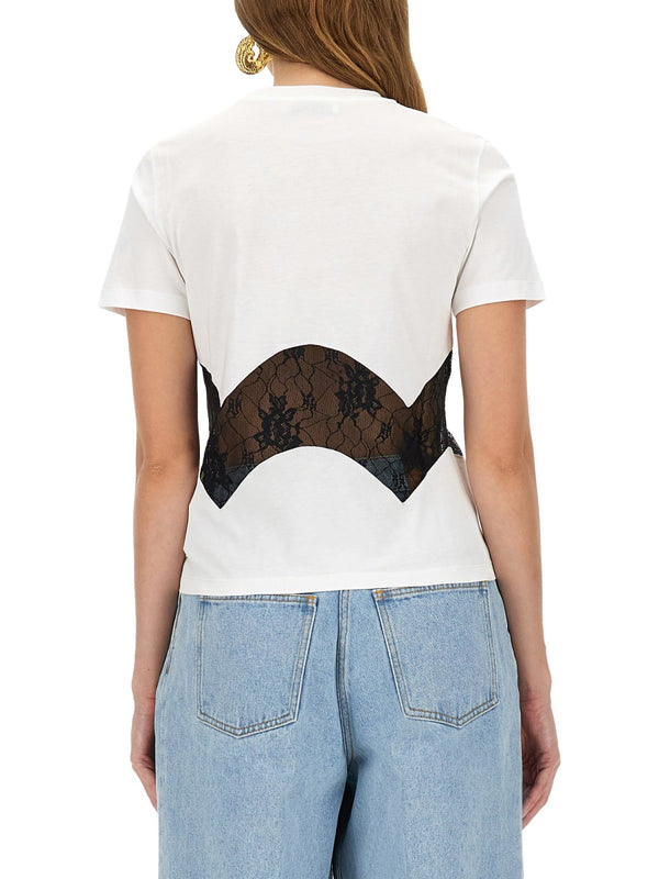 Jersey T-Shirt With Lace Insert White Main Material: Cotton T-shirts