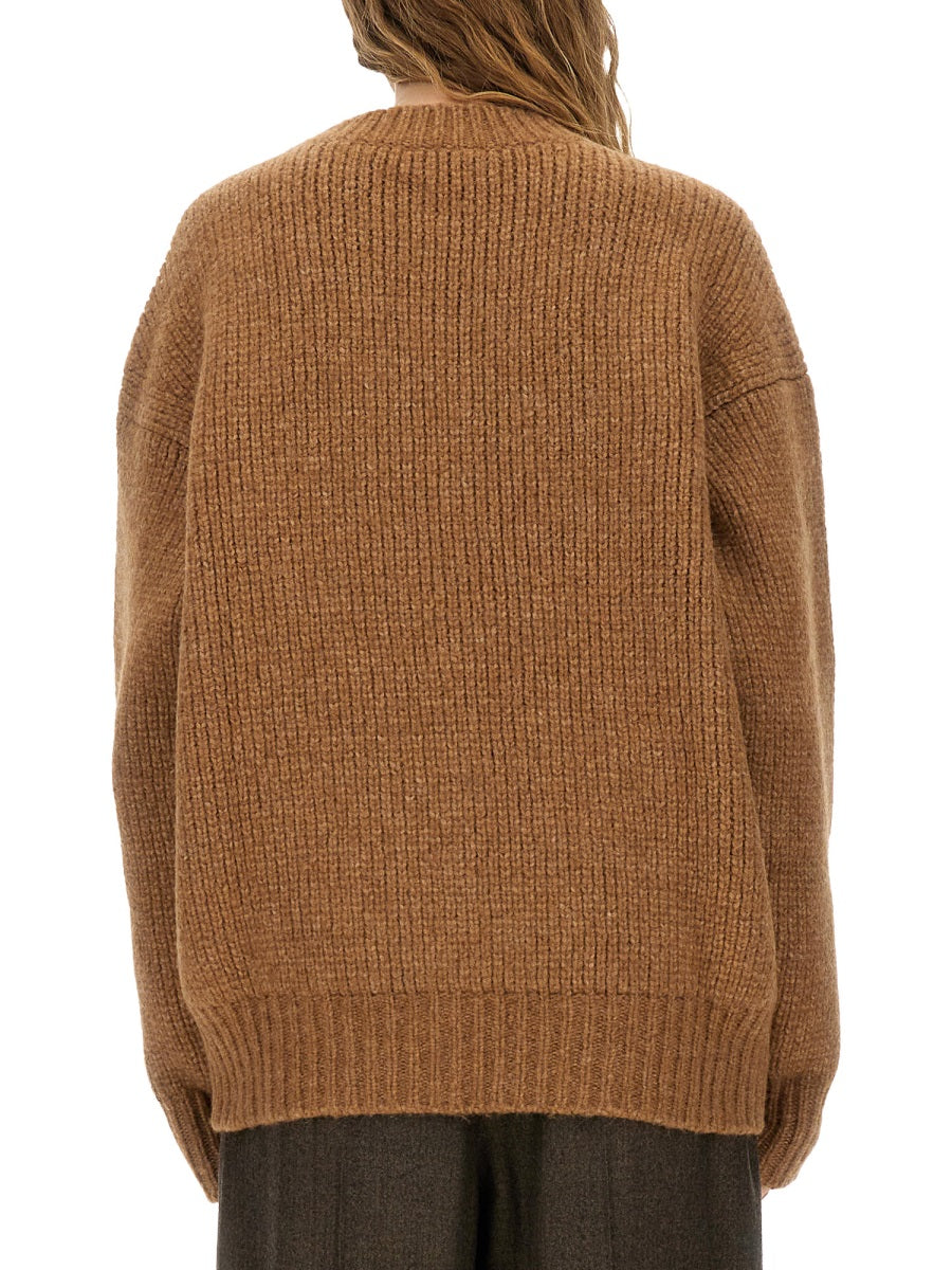 Thick Knit Pullover Beige Alpaca Wool Jumpers