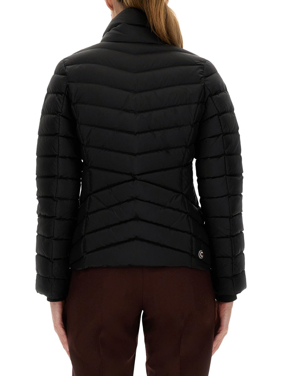 Down Jacket With Knitted Cuffs Black Polyamide