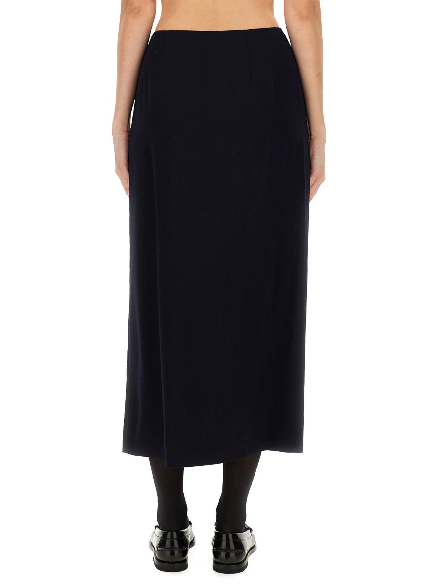 Midi Skirt With Toggle Blue Wool