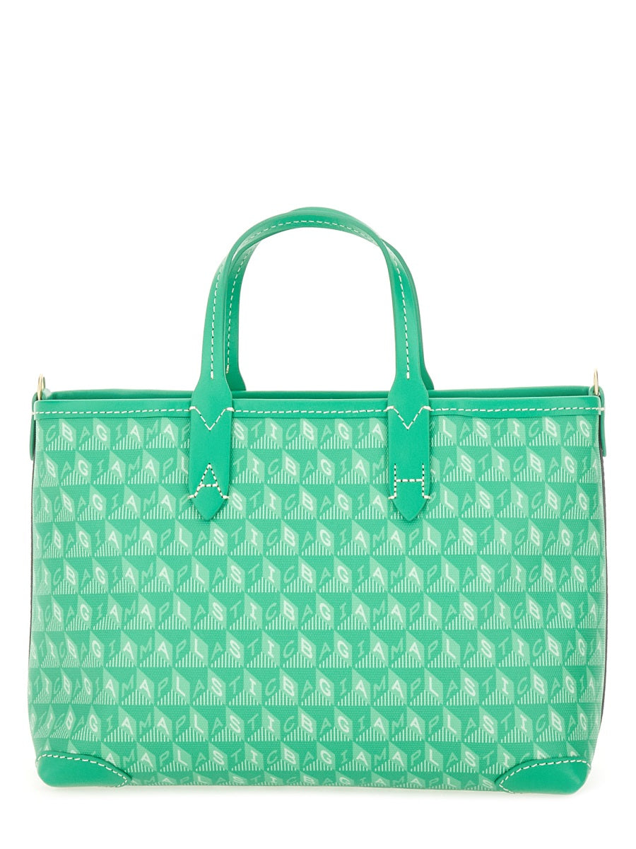Xs Tote Bag With I Am A Plastic Pattern Green Cowhide - Bos Taurus Handbags