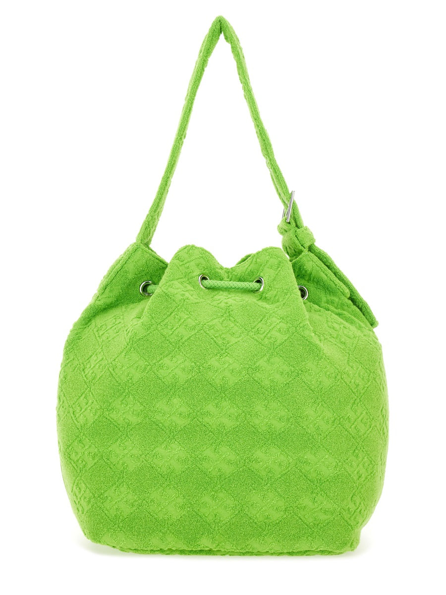 Oversized T Monogram Bucket Bag Green Cotton Handbags