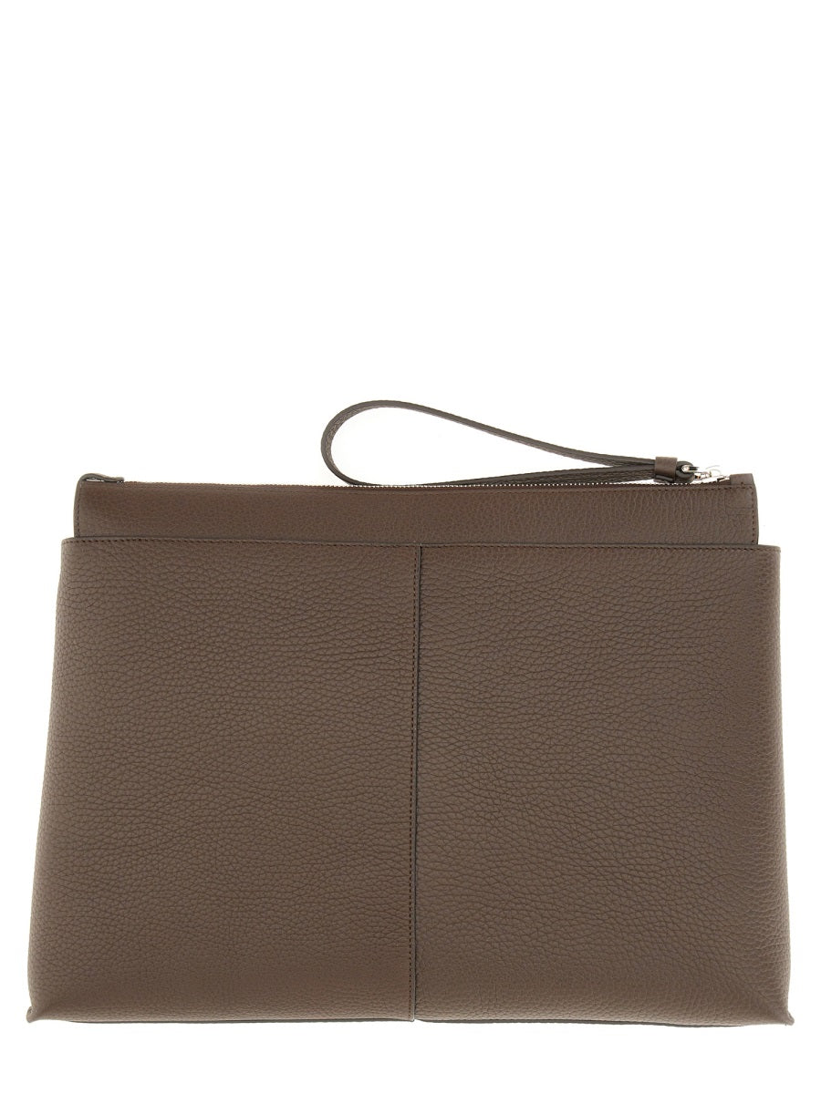 Medium Document Holder Brown Calfskin Shoulder Bags