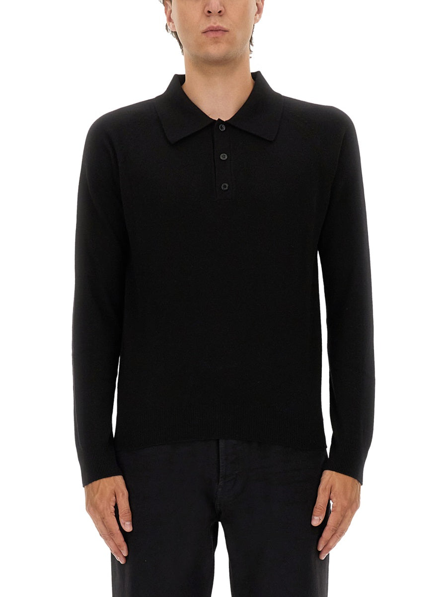 Wool Polo Shirt Black T Jumpers