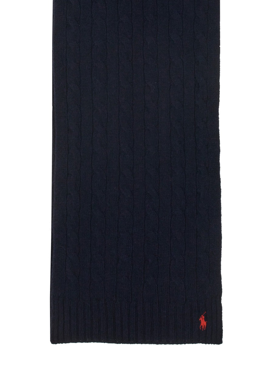 Scarf Wool-Cashmere Braid Blue Wool And Cashmere
