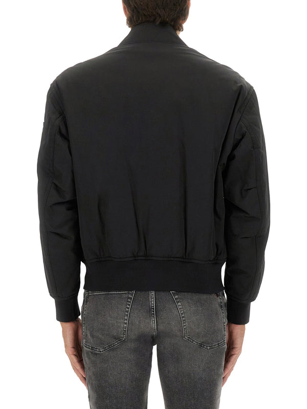 Bomber Jacket With Removable Lining Black Polyester
