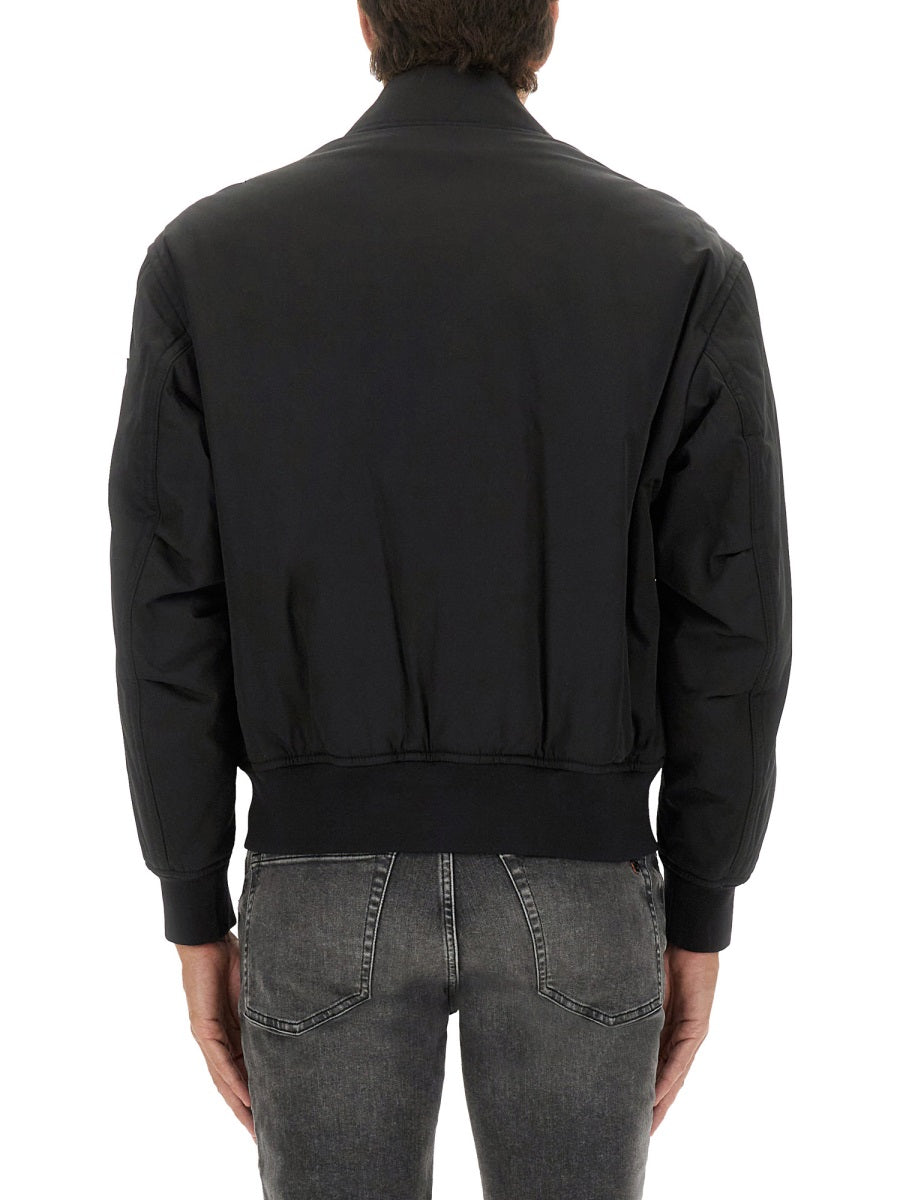 Bomber Jacket With Removable Lining Black Polyester