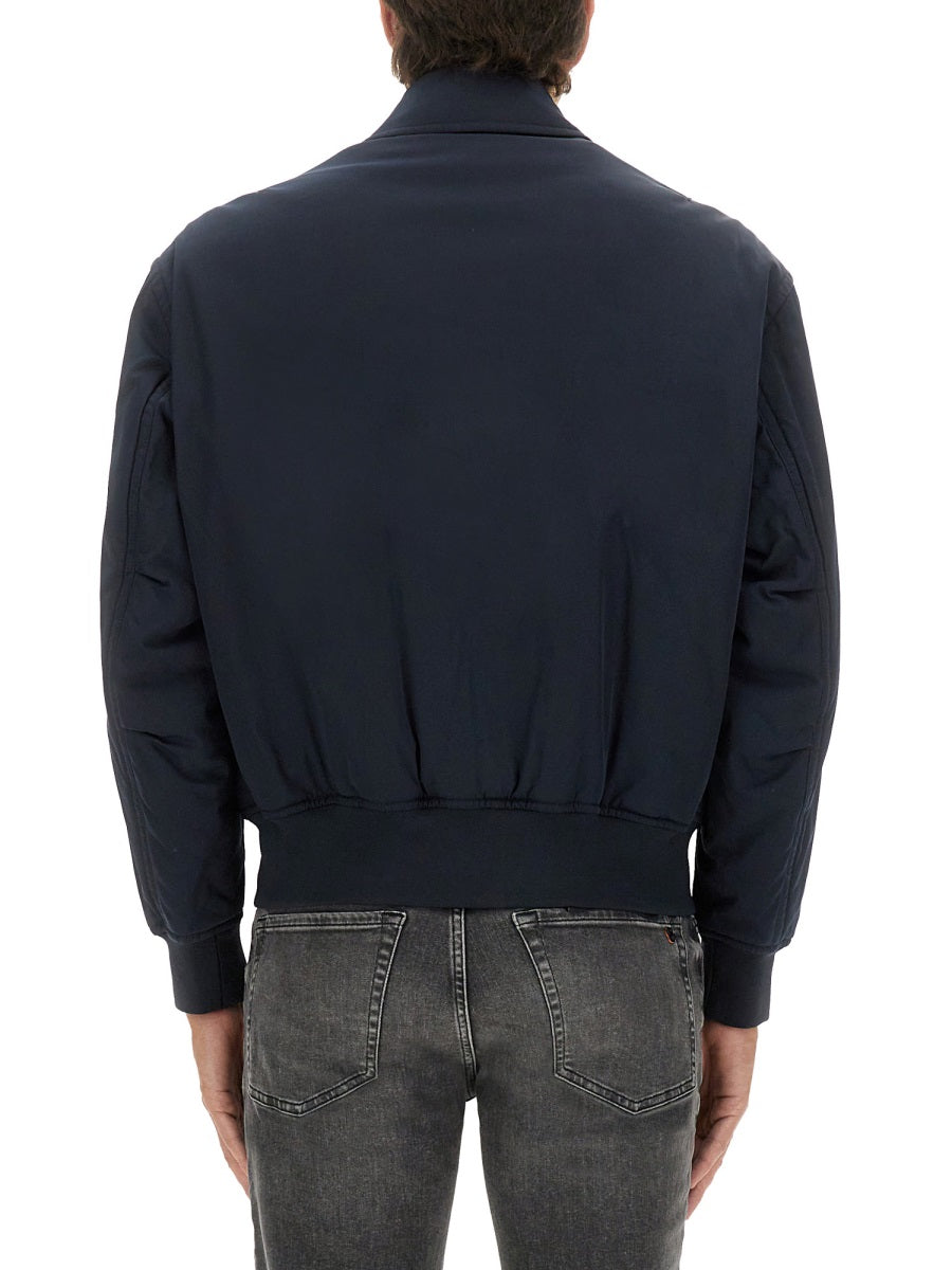Bomber Jacket With Removable Lining Blue Polyester