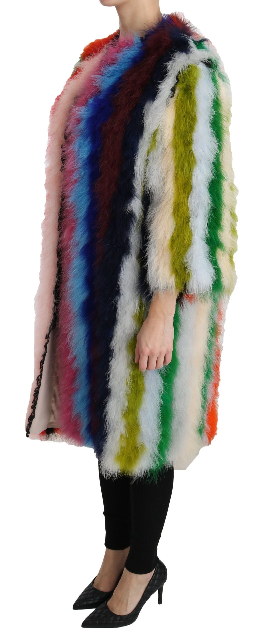 Dolce & Gabbana 60% Turkey Feather coat in multicolor — view 3