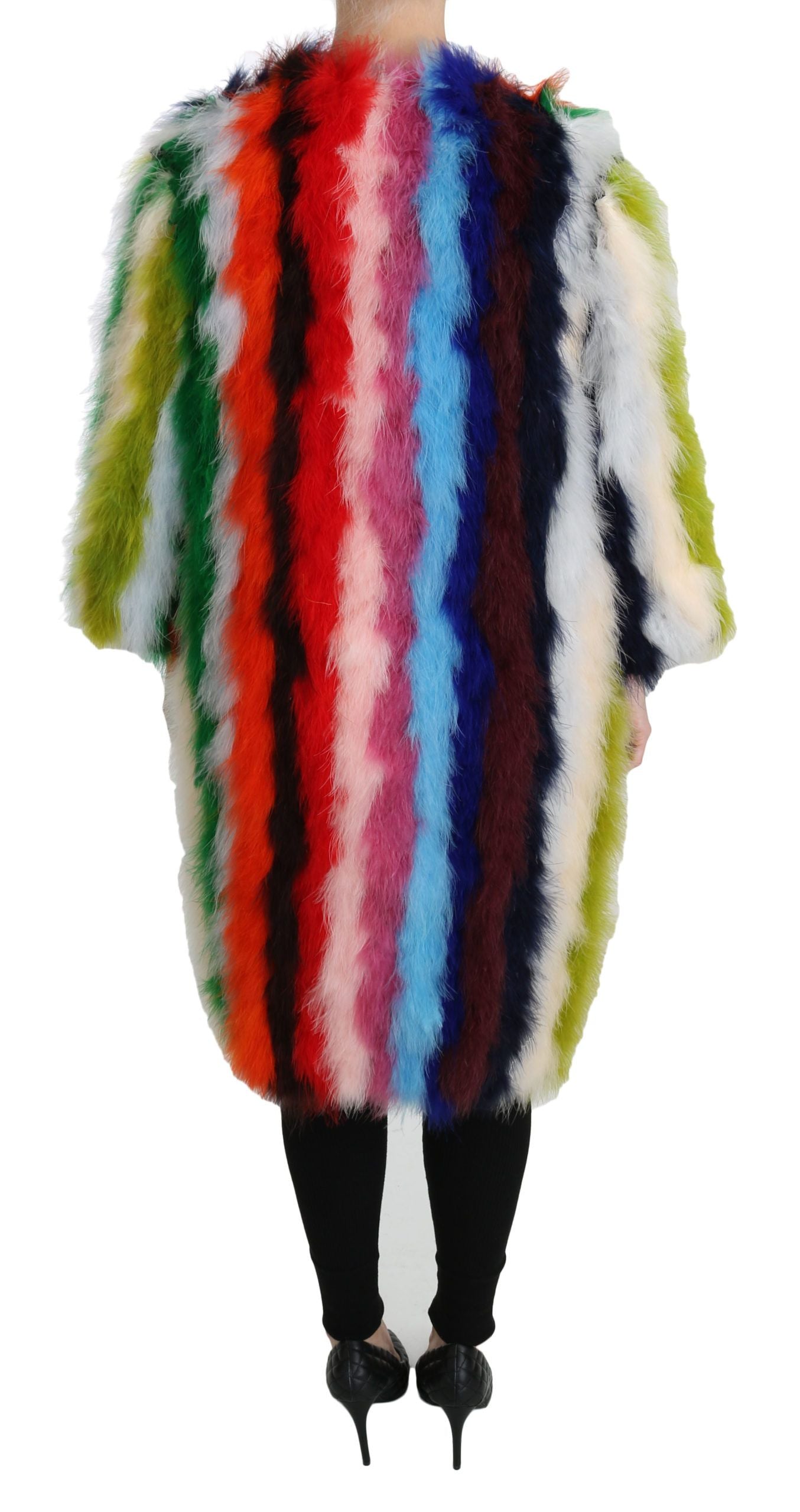 Dolce & Gabbana 60% Turkey Feather coat in multicolor — view 4
