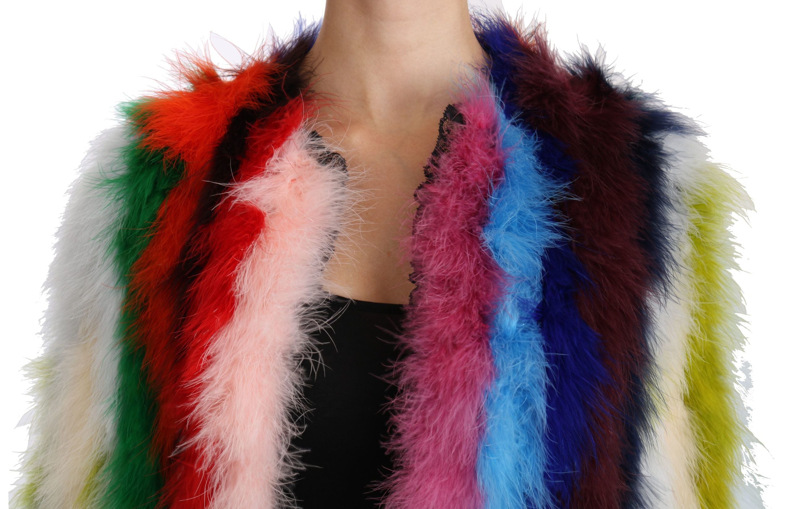 Dolce & Gabbana 60% Turkey Feather coat in multicolor — view 5