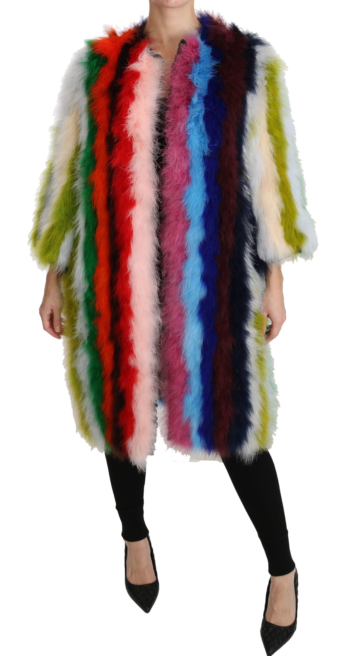 Dolce & Gabbana 60% Turkey Feather coat in multicolor — view 6