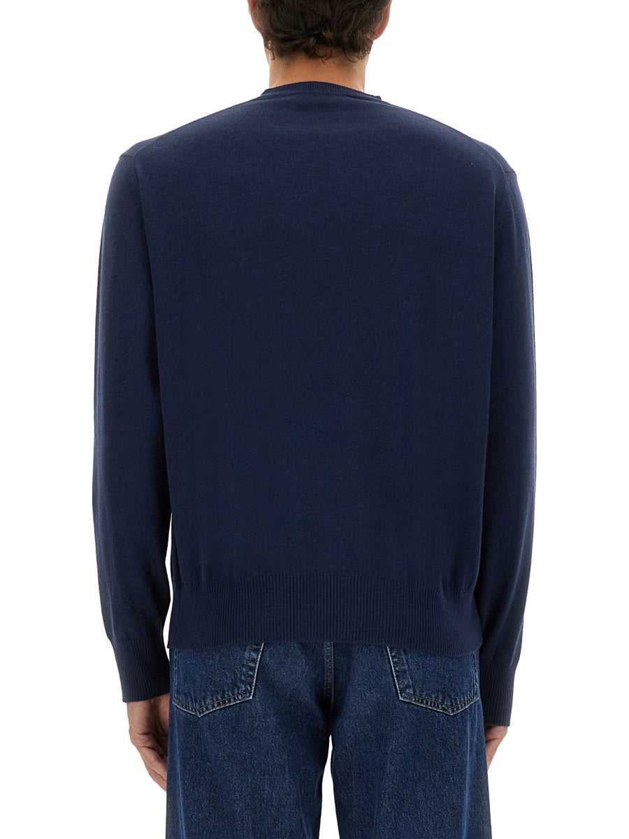 Jersey With Logo Blue Cotton Cashmere Jumpers